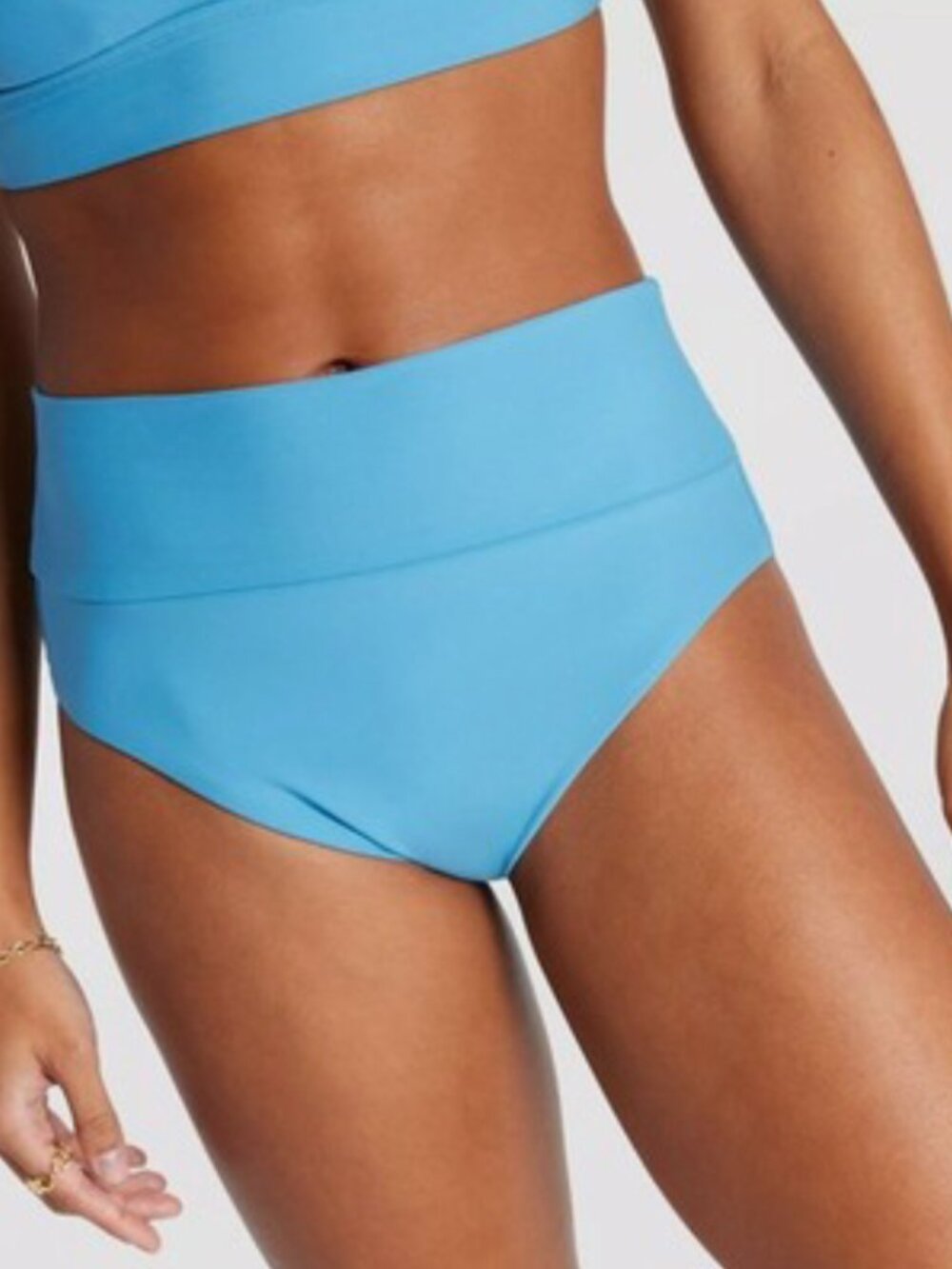 Calia Women's Wide Banded High Rise Bikini Bottom in Tranquil Blue NWT $58
